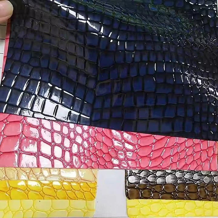 PU Grain Crocodile Leather Embossed Warp Knitted Medium Hardness Fabric Animal Print Artificial Leather For Bag/shoes /handbags